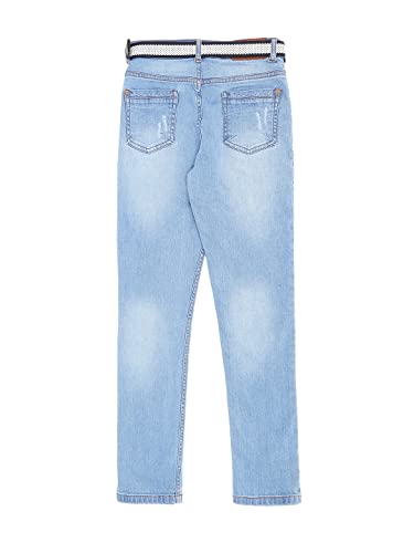Image of PALM TREE Boys Blue Washed Denim Fixed Waist Jeans