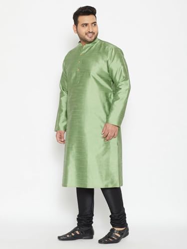 Image of Vastramay Plus Men's White Silk Blend Kurta Pyjama Set VPLUSMKWH001nPBL 44 | Independence Day
