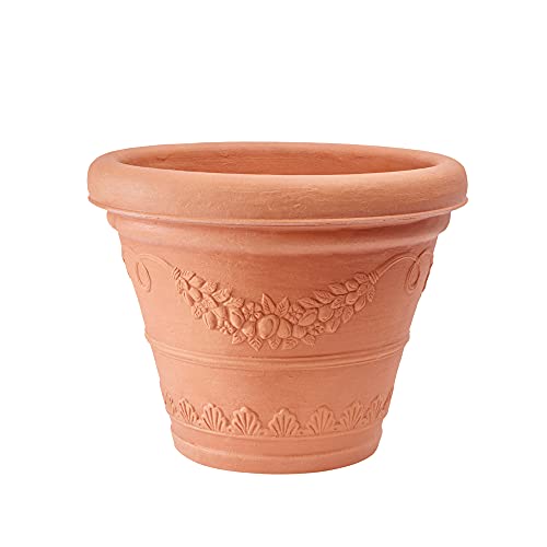 Garden Italia Pots Cache-Pot Round Bell avec festons ICFB Diamètre 35 cm - Hauteur 28 - Fabriqué en Italie - en résine colorée impruneta - Résistant au...