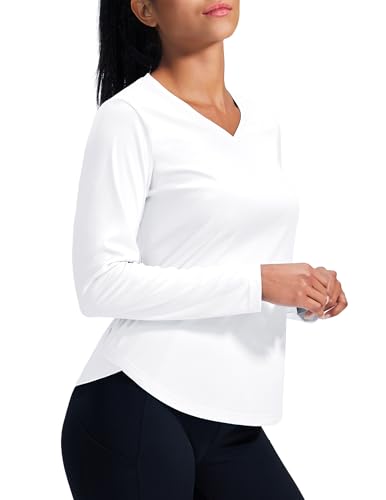Image of MIER Womens Long Sleeve Sun Shirt UPF 50+ Quick Dry V-Neck Workout Tops