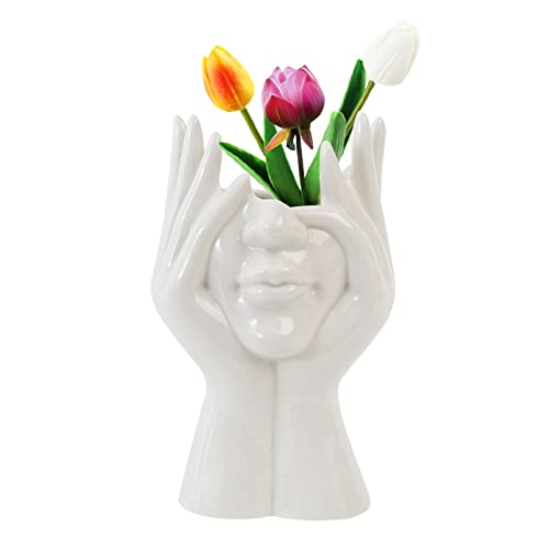 Artistico Testa Vaso Astratto: Nizirioo Moderno Elegante Forma Femminile Semicorpo Corpo Umano Vaso Fiore Boho Decorazione Da Tavolo Ufficio Cucina Casa