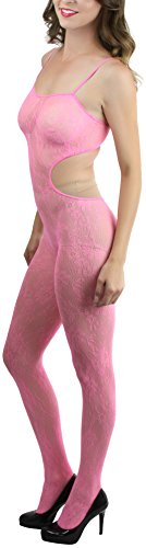 Image of ToBeInStyle Women's Bodystocking Crotchless Peek-A-Boo Fishnet Lace Bodysuit