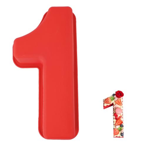 Vicloon Stampi Numeri Grandi, Stampo Torta Numero 1, Antiaderenti e Rilascio Rapido Tortiera Silicone, Stampi con Forme Particolari per DIY Torta, Matrimonio, Compleanno, Anniversario, 5,12x10,24 Zoll