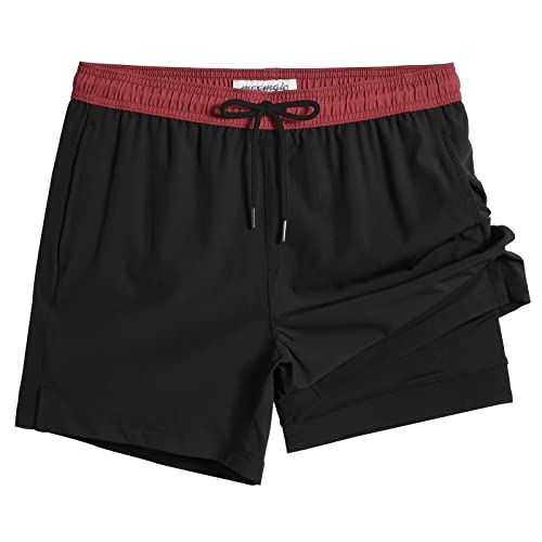 Image of maamgic 5inch Mens Swimming Trunks with Compression Liner 2-in-1 Swim Trunks Stretch Quick Dry Swim Shorts Zipper Pockets