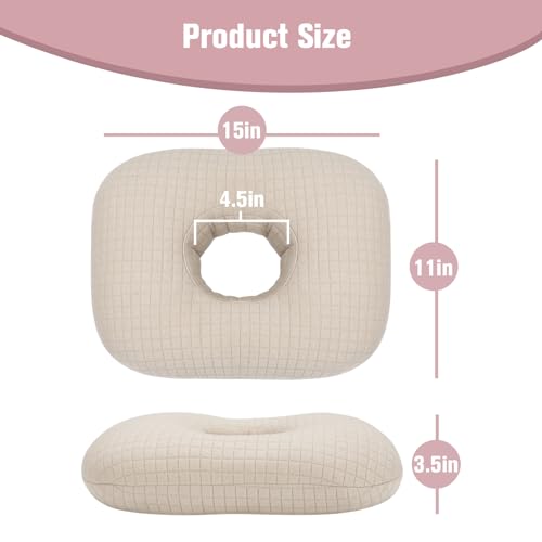 Ear Piercing Pillow for Side Sleepers, Ear Pillows with Holes for Pain, Earring Inflammation Pressure Sores, Cotton Earring Pillow for CNH Side Sleepers