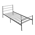 Amazon Basics Bed Frame with Headboard, Non-Slip with Steel Slats, Metal non foldable, 90W x 190L, Single, Black