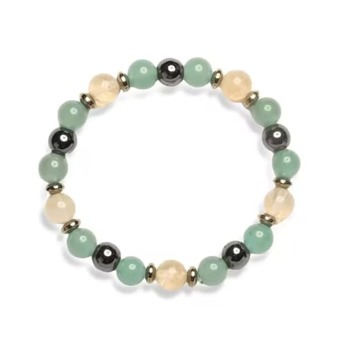 Wealth Crystal Healing Bracelet, 4 Gemstones with Citrine, Aventurine, Pyrite, Hematite, 7.8 inch2
