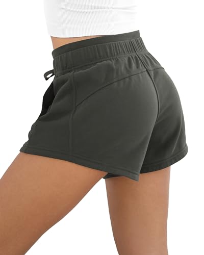 Image of ODODOS Women's Sweat Shorts with Pockets Cotton French Terry Drawstring Summer Workout Casual Lounge Shorts