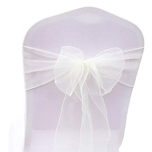 BIT.Fly 50 Pcs Ruban Chaise Mariage Noeud de Chaise - Rubans en Organza Housse de Chaise 18 x 275cm...