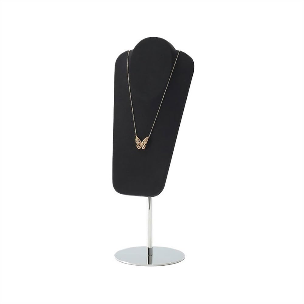 QINGGANG-0224 jewelry organizer Necklace Display Rack Microfiber Jewelry Rack Window Jewelry Shelf Light Luxury Metal Jewelry Display Props for dressing table(Black)