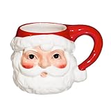 Cypress Home Vintage Santa Ceramic Christmas Mug | 14 ounces | Coffee Cup for Coffee, Tea, Hot Chocolate, and Holiday Gifts Presents