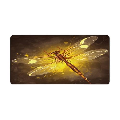 Mouse Pad Grande Abstract Yellow Dragonfly de Goma