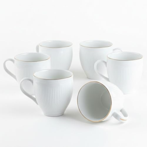 Image of Clay Craft Fine Ceramic Tea & Coffee Cups Set with Gold Detailing| 170 Ml Elegant Designer Cups for Home & Gifting | Premium Finish| Classic Pattern| Comfortable Handle