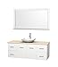 Wyndham Collection Centra 60" Single Bathroom Vanity in Matte White, Ivory Marble Countertop, Arista White Carrera Marble Sink & 58" Mirror