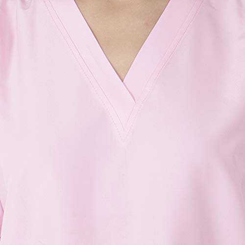 Image of RANK Women's Poly Viscose Scrub Suit for Nurses | Ot Surgical Hospital Medical Lab Scrub Uniform for Student Doctor and Dentist Size - XS (Pink)