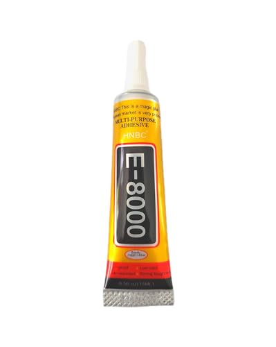 E-8000 Colle Transparente 15ml pour Bricolage, Réparation de Smartphones, Tablettes, Livres, Chaussures, Bijoux, Cuir avec Aiguille de Précision