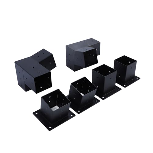 Kit de soportes para pérgola de 3 vías, soportes de montaje para techos inclinados en madera, kit para postes elevados de madera para patios, parques y patios traseros miniatura 5