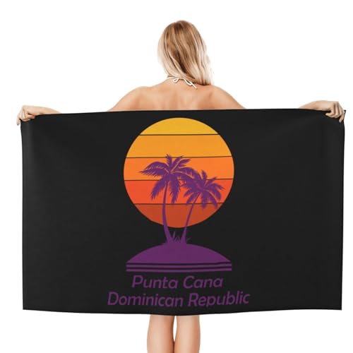 Asciugamano da Spiaggia Punta Cana Dominican Republic Souvenir Asciugamani Bagno Microfibra Asciugamano Asciugatura Rapida Asciugamani per Yoga Piscina Uomo E Donna 80X130Cm