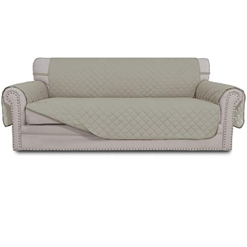 Easy-Going Reversible Oversized Couch Cover for 3 Cushion Couch Sofa Cover for Dogs Water Resistant Furniture Protector Cover with Foam Sticks for Pet (Oversized Sofa, Beige/Beige)