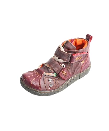 TMA EYES Double couleur pu cuir antidérapant lacets femmes mode confortable femmes bottines(Rouge,42)