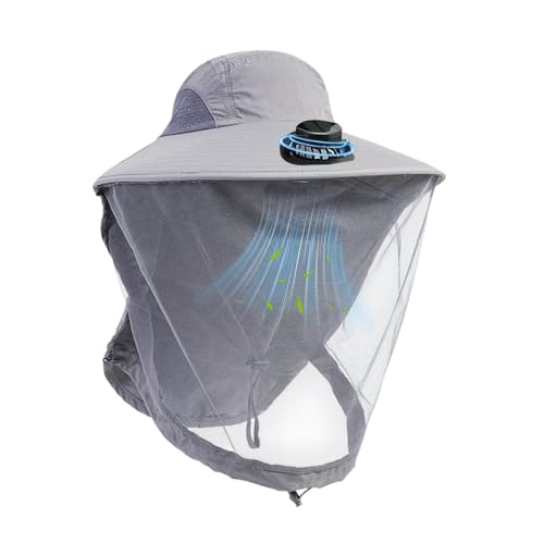 Chapeau avec ventilateur rechargeable et portable avec filet de protection