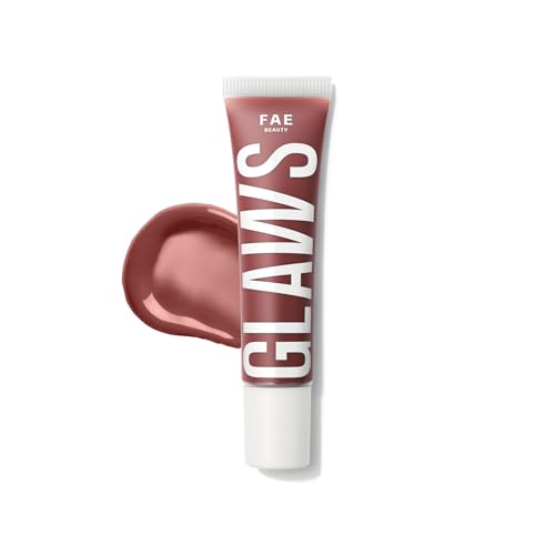 Image of FAE Beauty Peptide Hydrating & High Shine Tinted Lip Gloss (12gm) | With Passionfruit Oil & Argireline to Smoothen, Even, and Soften Lips | Non Sticky | Vegan | Shade Living | Rosewood Gloss