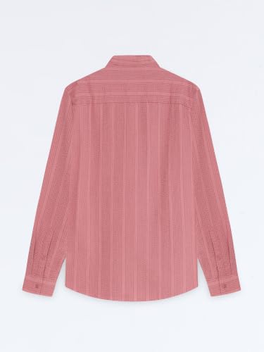 Image of StitchX Men's Seersucker Band Collar Pure Cotton Striped Kurta Shirt-S-2XL
