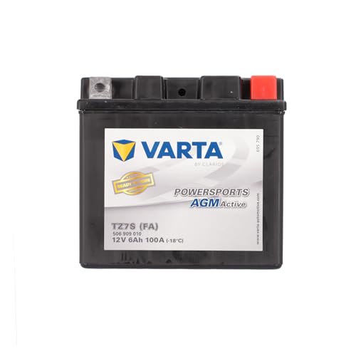 VARTA Batteria moto 6 Ah / 100 A - 105 mm Powersports Active AGM, lunga durata, precaricata, senza manutenzione, adatta per moto, scooter, quad, moto e motoslitte, nero