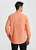 HISDERN Men's Orange Dress Shirt Long Sleeve Regular Fit Business Bamboo Fiber Shirt Casual Wrinkle-Free Shirt with Pocket,L #4