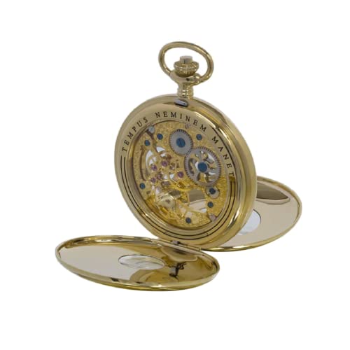Rapport Vintage Pocket Watch With Chain Classic Oxford Half Hunter Pocket Watch With Roman Numeral Skeleton Dial - Gold #TOP5