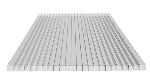 Polycarbonat-Doppelstegplatten 500x1050, Transparent, 10mm – UV-beständig & wetterfest - Gewächshausplatten/Kunststoff-Dachplatten für Terrassenüberdachung & Carport