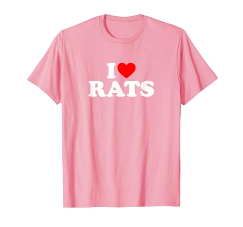 I Love Rats,I Heart Rats T-Shirt, Men, Pink, Medium