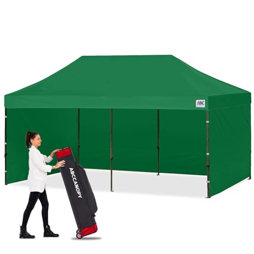 Image of ABCCANOPY Heavy Duty Easy Pop up Canopy Tent with Sidewalls 10x20, Forest Green
