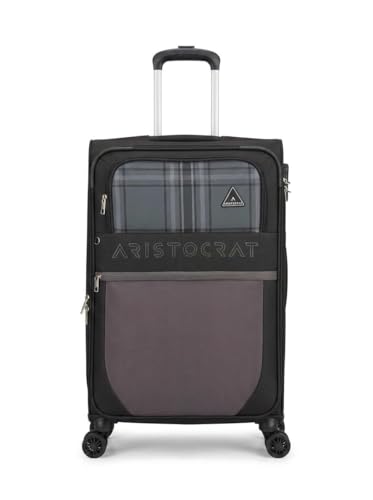 Image of VIP Aristocrat Softsided Polyster 8 Wheels Spinner Luggage with Premium Fabric,Jumbo Sizw,Spacious Interior,Expander and 3 Years International Warranty (Grey, Cabin | 57 CM | Small)
