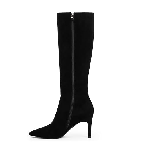 Image of Modatope Knee High Boots Women Pointed Toe Stiletto Heel Tall Boots Side Zipper Dress Fashion Fall Long Boots