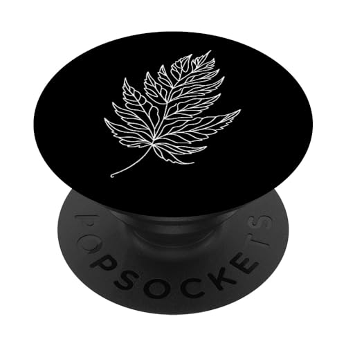 Una línea Arte Dibujo Hoja de Neem PopSockets PopGrip Adhesivo