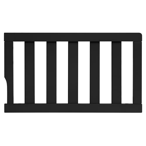 Image of Dream On Me Toddler Guard Rail for Convertible Crib, Solid Wood Bed Rail for Toddler Bed Conversion, Matte Black Vintage