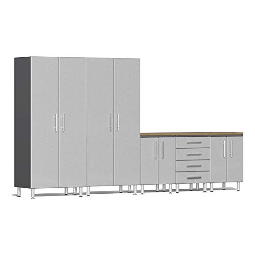 Ulti-Mate UG20062S 6-Piece Cabinet Kit with Bamboo Worktop in Stardust Silver Metallic, Silver, Grey