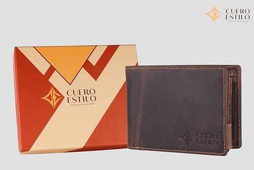 Horizontal Bifold Leather Wallet – RFID Protection, Compact Floater Leather Design, Multiple Compartments for ID, Cash & Cards. (Color: Deep Brown)2