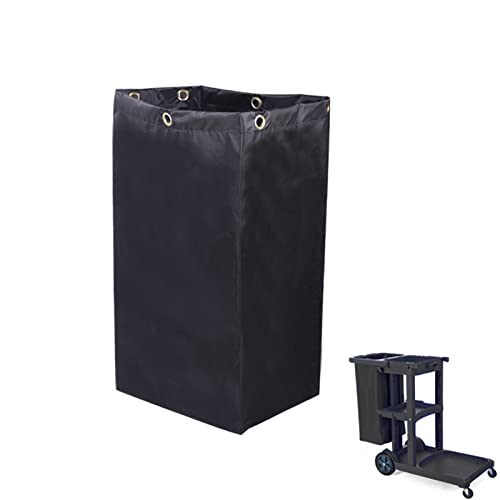 Image of Replacement Janitorial Cart Bag, High Capacity Waterproof Thickened Housekeeping Commercial Janitorial Cleaning Cart Bag with 6 Brass Grommets - 25 Gallon (Black)