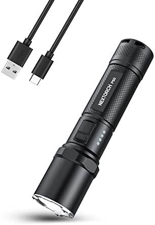 1300 Lumens High Output LED Torch Pocket Size EDC Torch USB Rechargeable Handheld Flashlights for Camping Hiking Outdoors