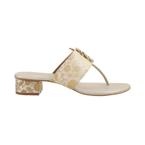 Image of Metro Women Ethnicwear Beaded Block Heel Sandal