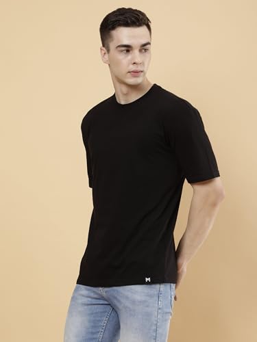 Image of POCKMAN Oversized Fit Mens Round Neck Cotton Blend Half Sleeve Plain T-Shirts.
