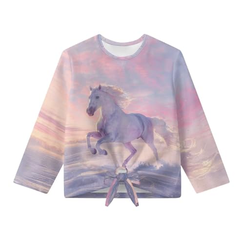 Crewneck Shirts for Girls Size 5-12 Long Sleeve Graphic Tops Tie Front4