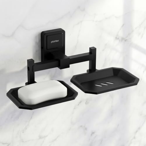 Image of Plantex 304 Grade Stainless Steel Dual Soap Holder for Bathroom /Soap Case /Soap Stand /Soap Tray /Bathroom Accessories - Darcy(Black)
