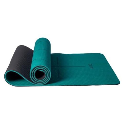 ARIMO Tapete Yoga Mat Antiderrapante TPE Ecológico Biodegradável Todos Os Tipos de Yoga/Pilates 181 x 61 cm x 8 mm (Turquesa com Linhas)