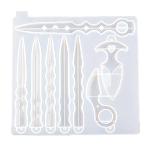 Moldes de resina para daga, moldes de resina de silicona con 8 moldes de espada de diferentes formas, moldes de cuchillo epoxi Athame para llavero, cosplay, decoración de moldes artísticos