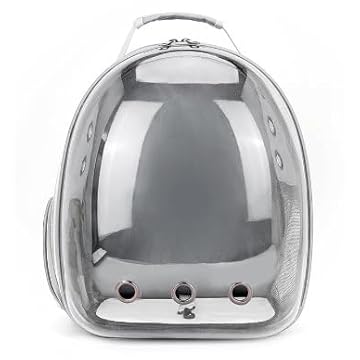 Mochila De Transporte Para Pets Cachorros E Gatos Com Ventilação Transparente E Visão Panorâmica Bolsa Astronauta Passeio Animal De Estimação Portátil (Cinza)