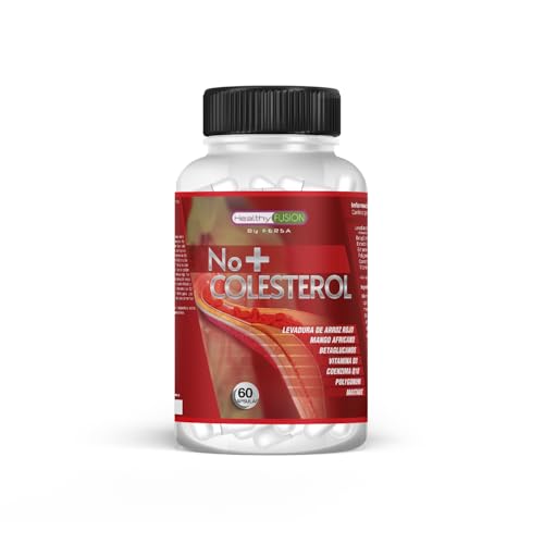 Healthy Fusion No + Colesterol | Potente tratamiento para el colesterol | Reduce y regula los niveles de colesterol | Levadura de Arroz Rojo | Coenzima Q10 | Resveratrol | vitamina D | 60u