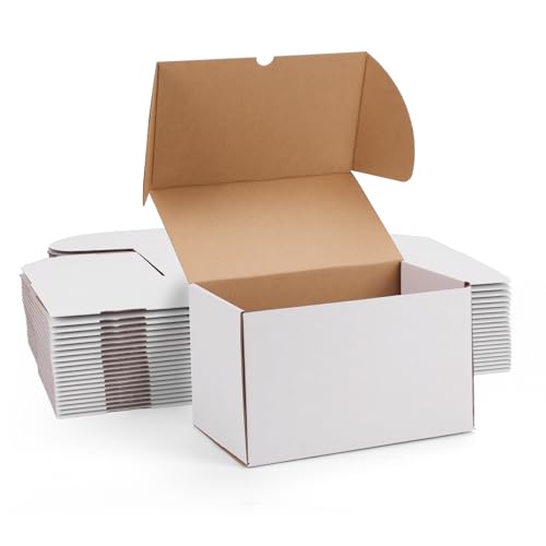 Image of ZBEIVAN 10x6x6 White Shipping Boxes Set of 20, Corrugated Cardboard Mailer Boxes for Packaging Small Business Mailing Gifts
